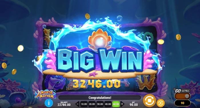 Manta Mayhem - stór vinningur í Free Spins með x10 margfaldara